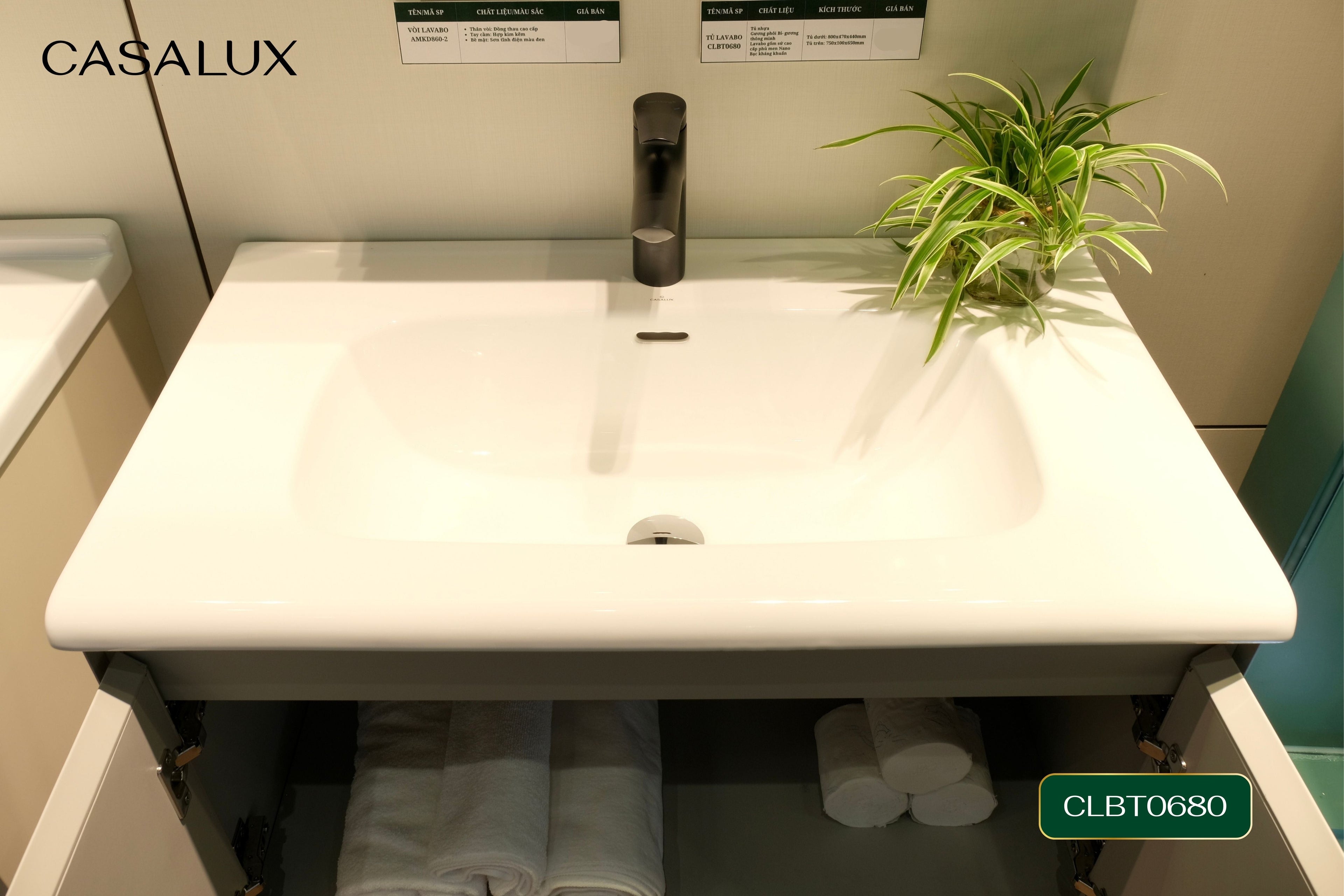 Bộ Tủ Phòng Tắm Nhựa PVC Chống Nước Casalux CLBT0680