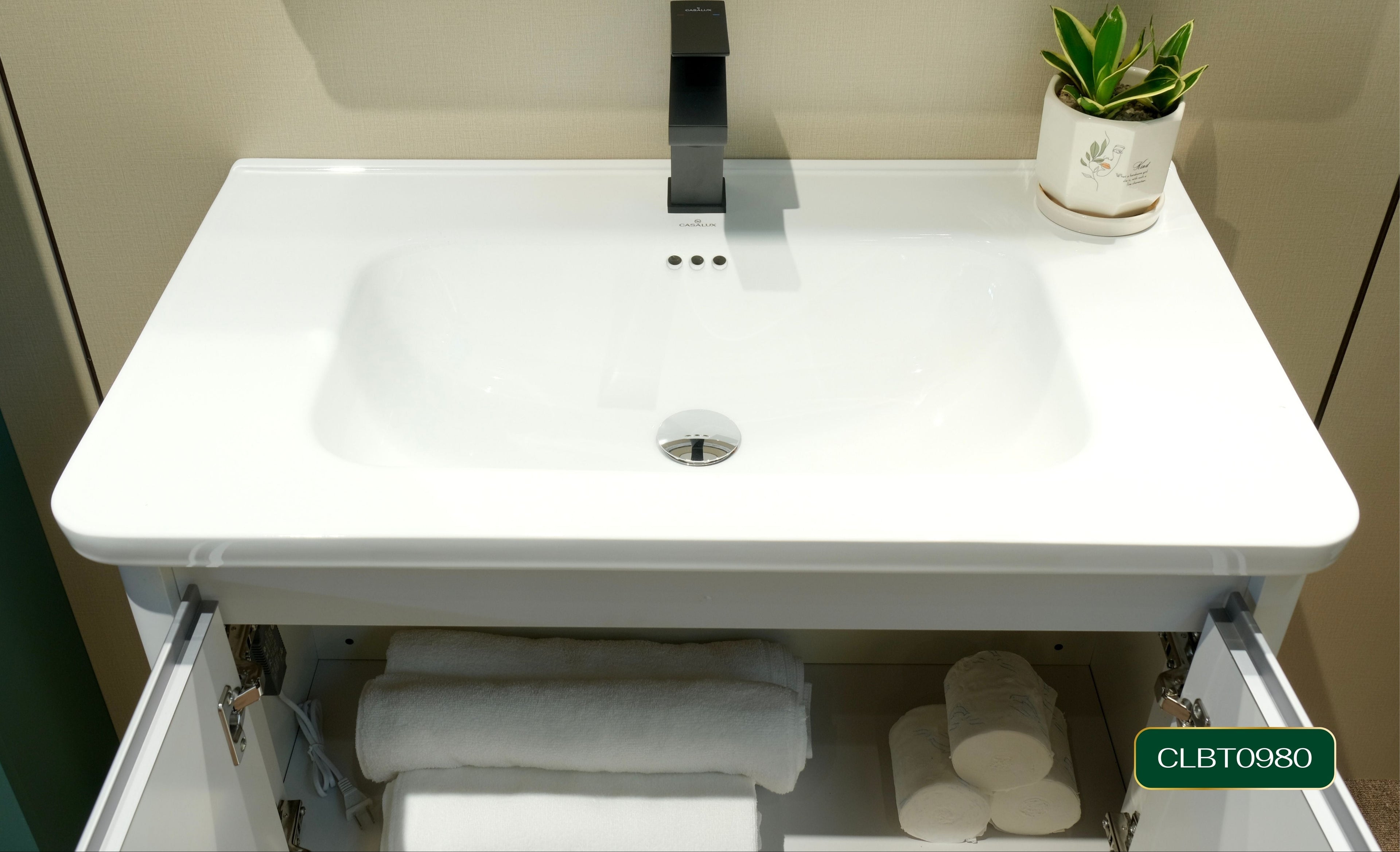 Bộ Tủ Phòng Tắm Nhựa PVC Chống Nước Casalux CLBT0980