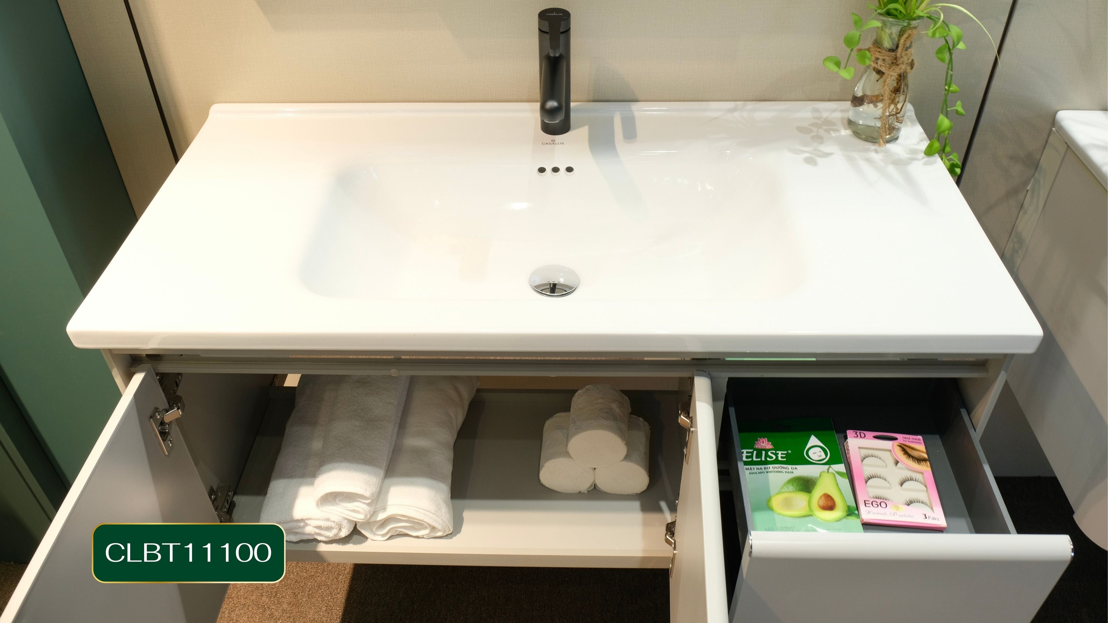 Bộ Tủ Phòng Tắm Nhựa PVC Chống Nước Casalux CLBT11100