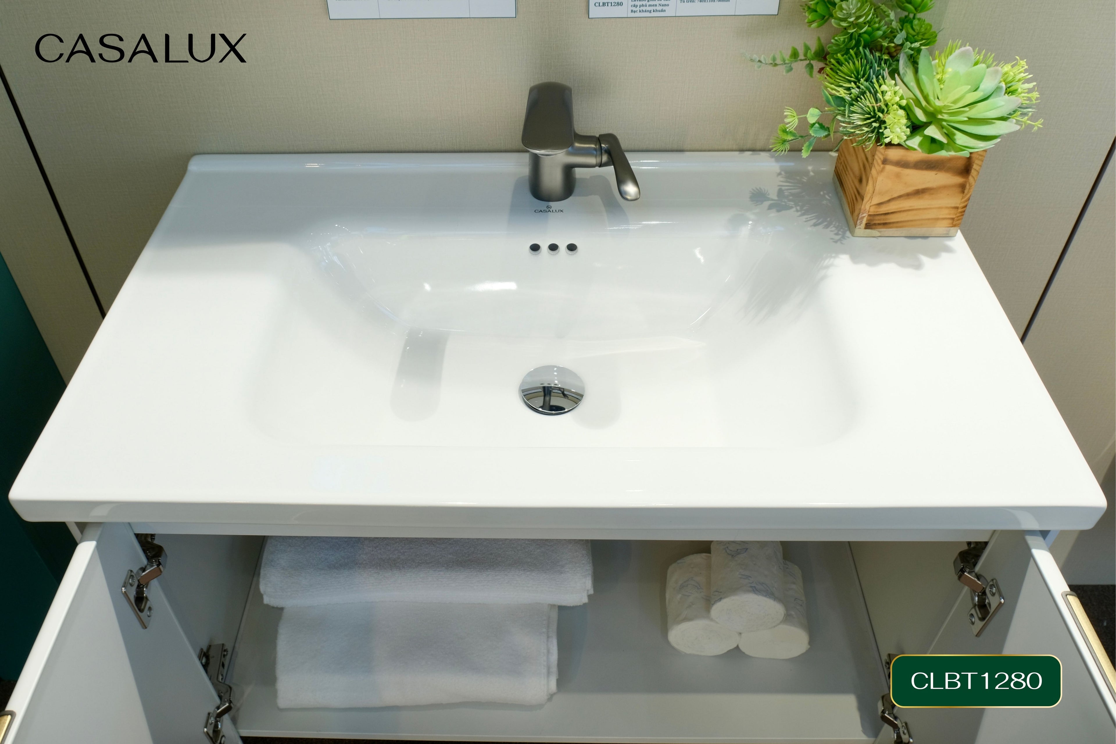 Bộ Tủ Phòng Tắm Nhựa PVC Chống Nước Casalux CLBT1280