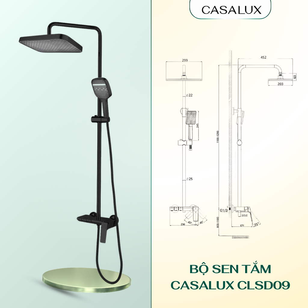 Sen tắm cây Casalux đen nhám CLSD09