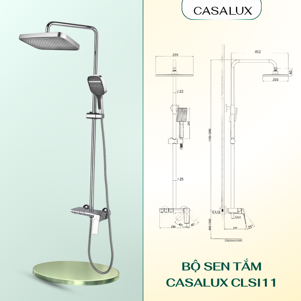 Sen tắm cây Casalux mạ chrome CLSI11