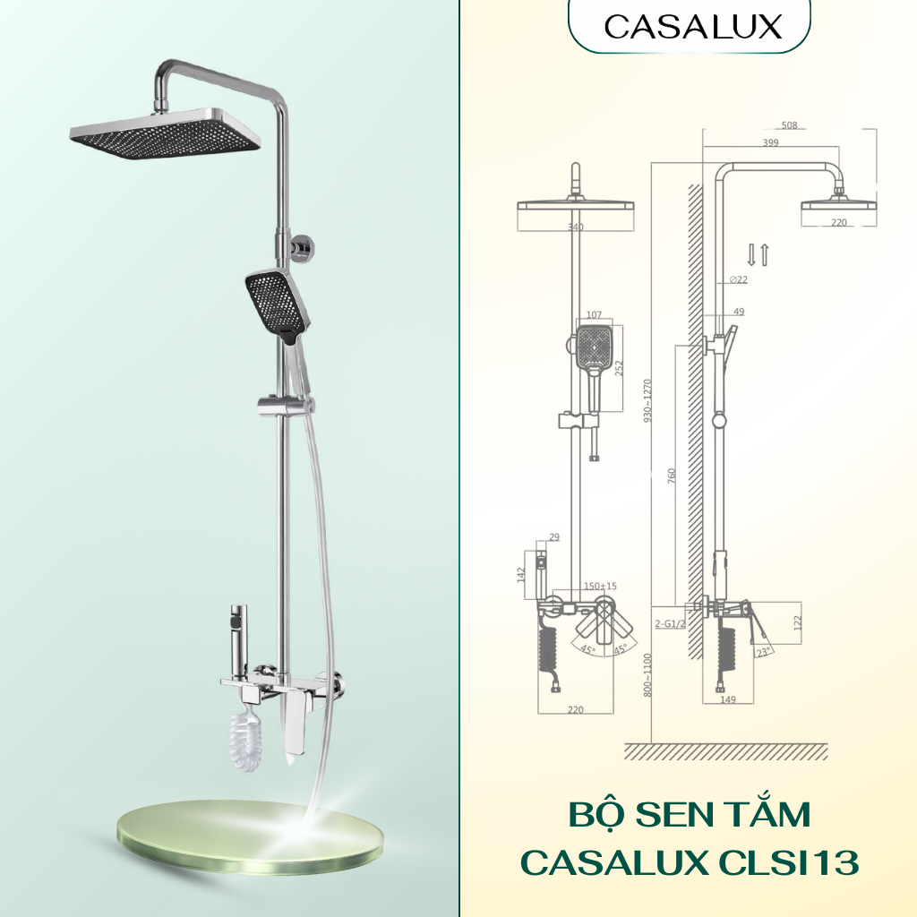 Sen tắm cây Casalux mạ chrome CLSI13