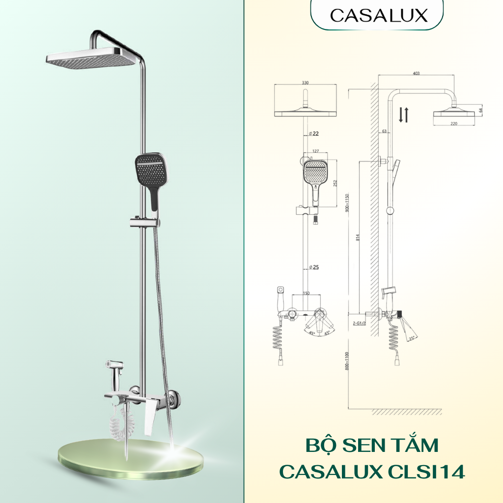 Sen tắm cây Casalux mạ chrome CLSI14