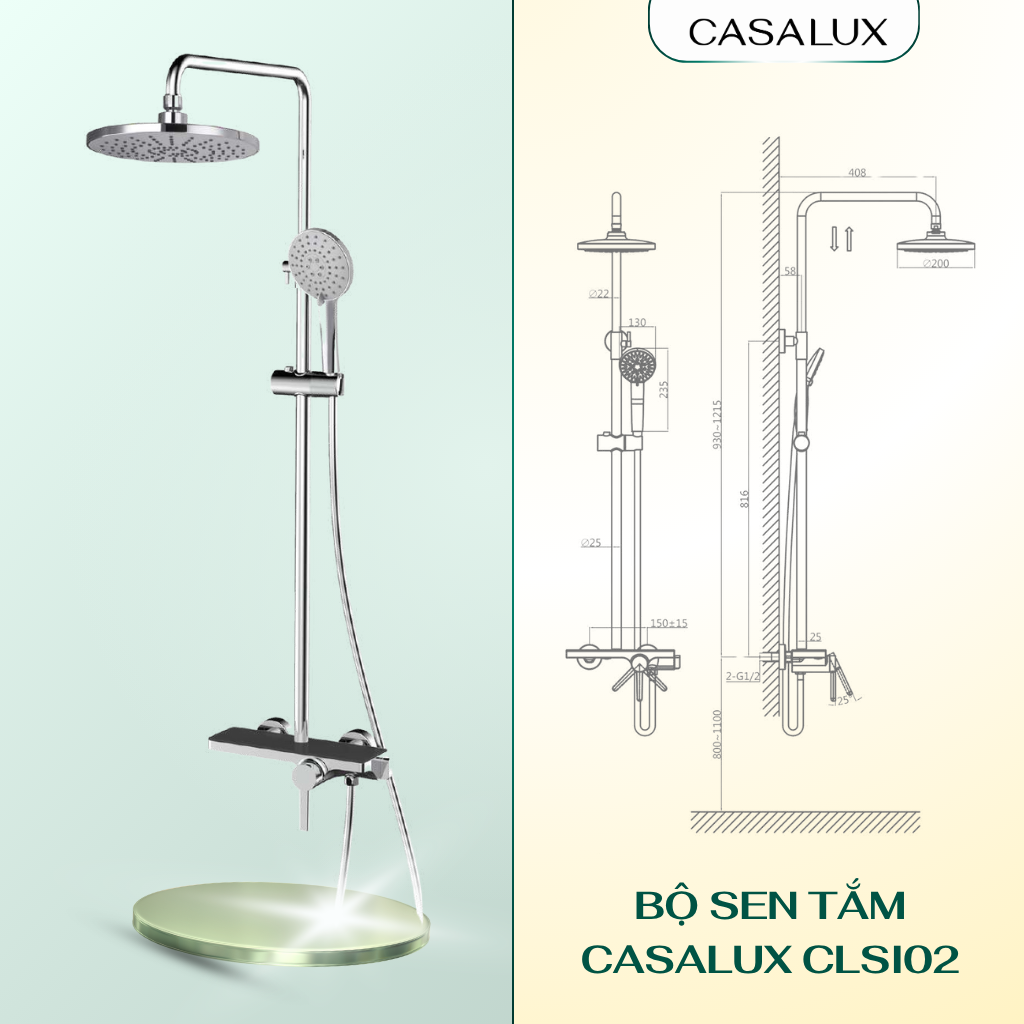 Sen tắm cây Casalux mạ chrome CLSI02
