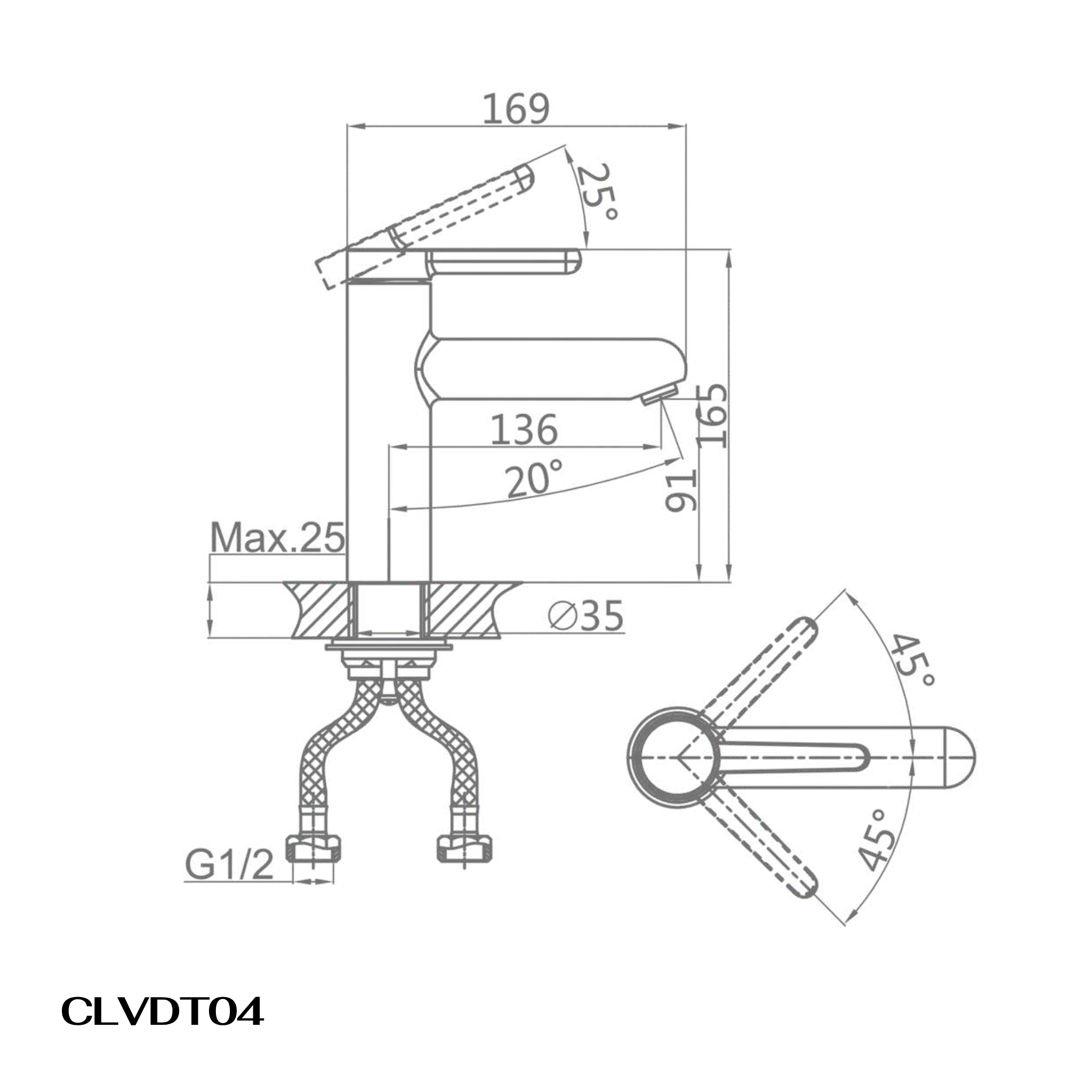 Vòi lavabo Casalux thấp đen nhám CLVDT04
