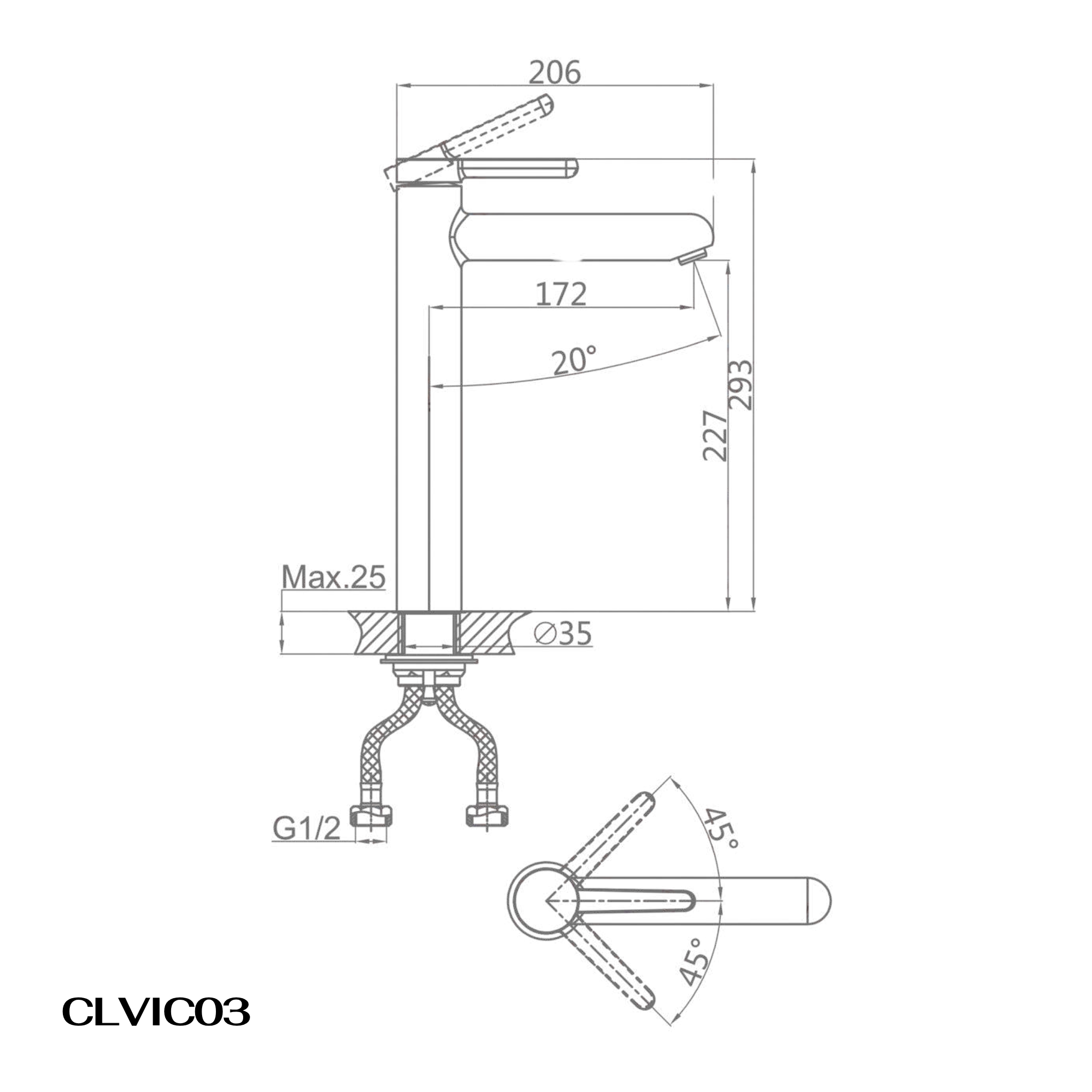 Vòi lavabo Casalux cao mạ chrome CLVIC03