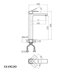 Vòi lavabo Casalux cao đen nhám CLVIC20