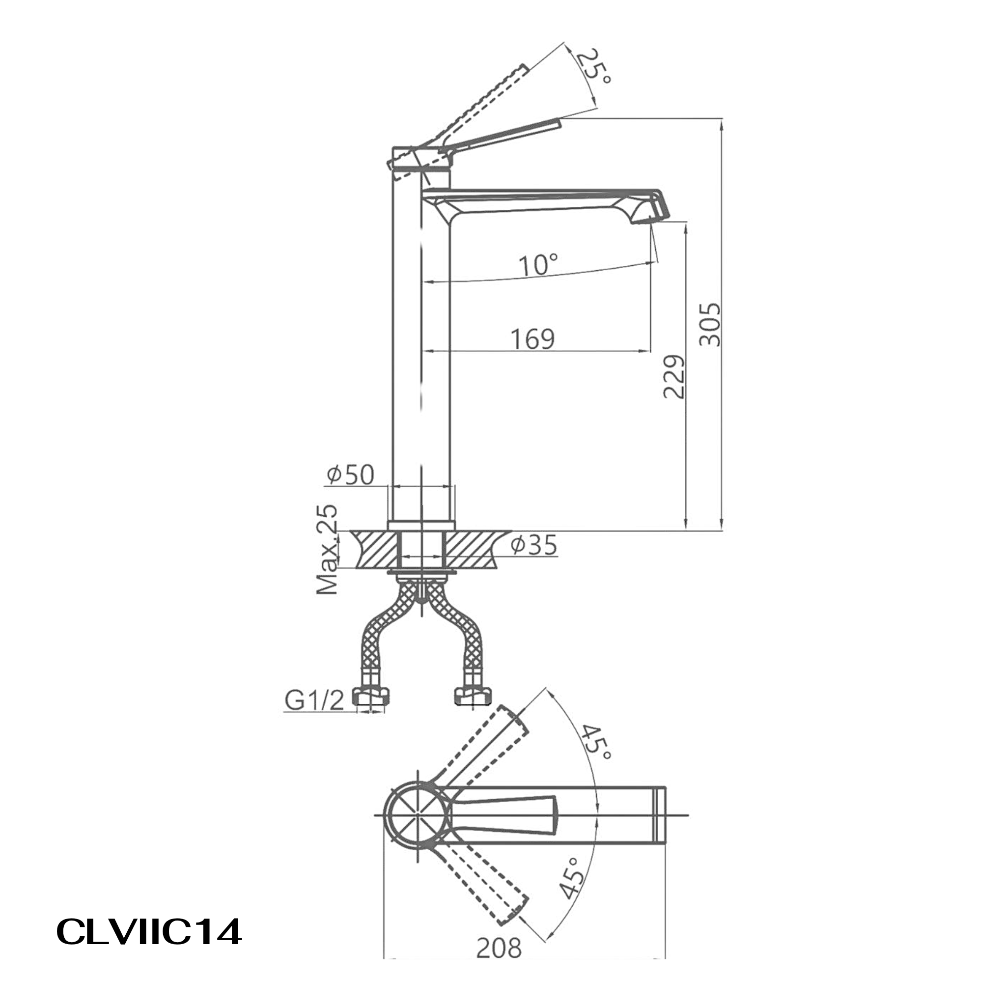 Vòi lavabo Casalux cao mạ chrome CLVIIC14