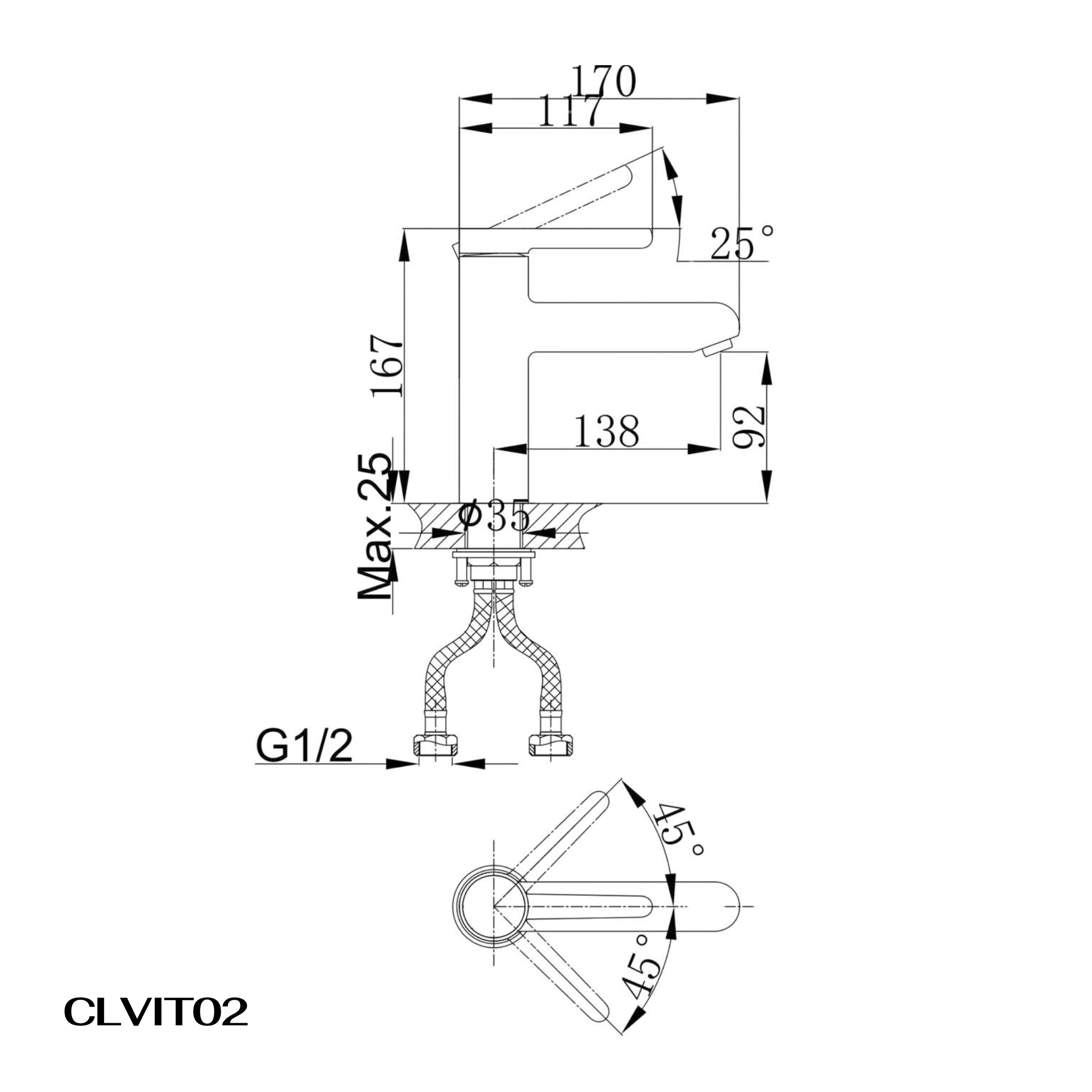 Vòi lavabo Casalux thấp mạ chrome CLVIT02