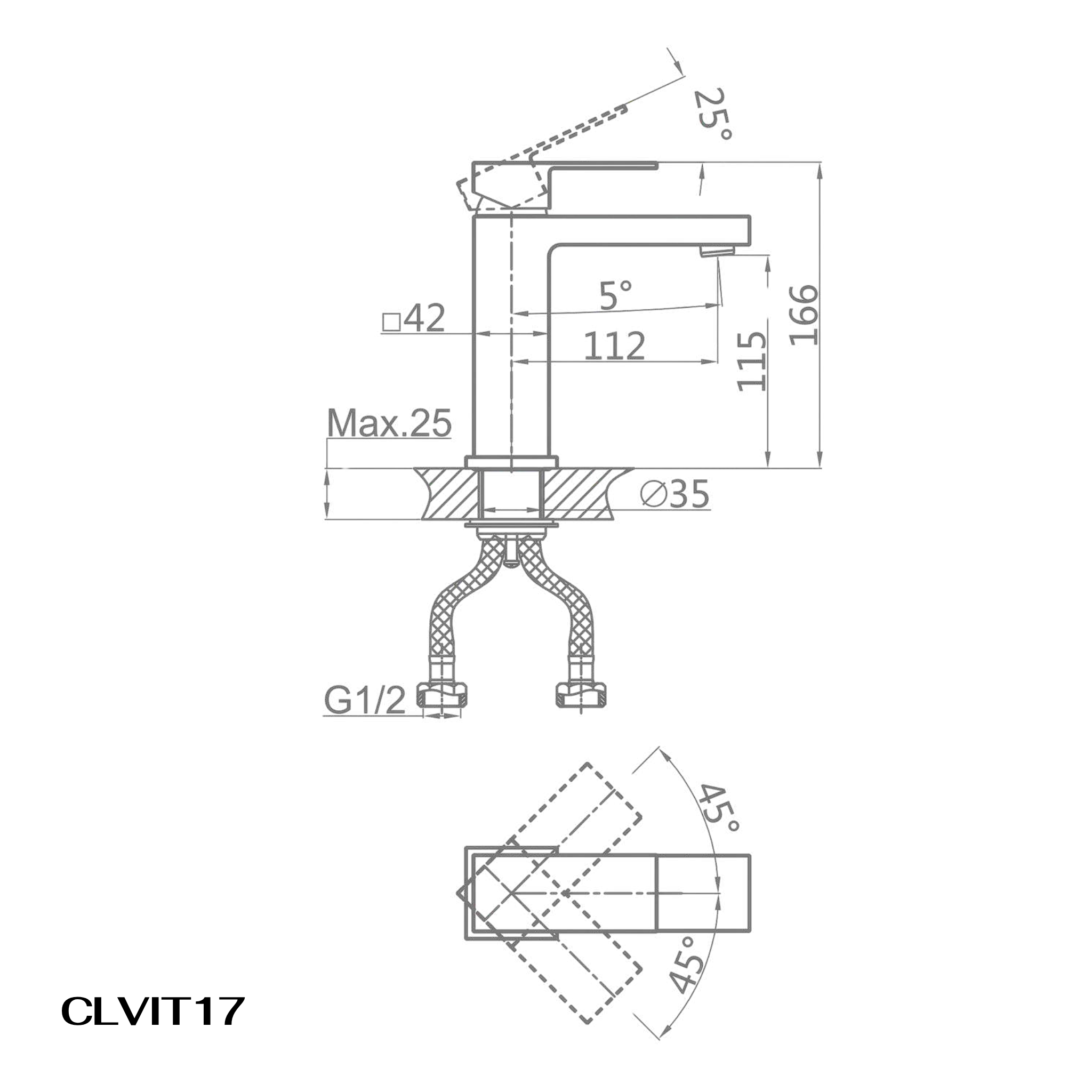 Vòi lavabo Casalux thấp mạ chrome CLVIT17