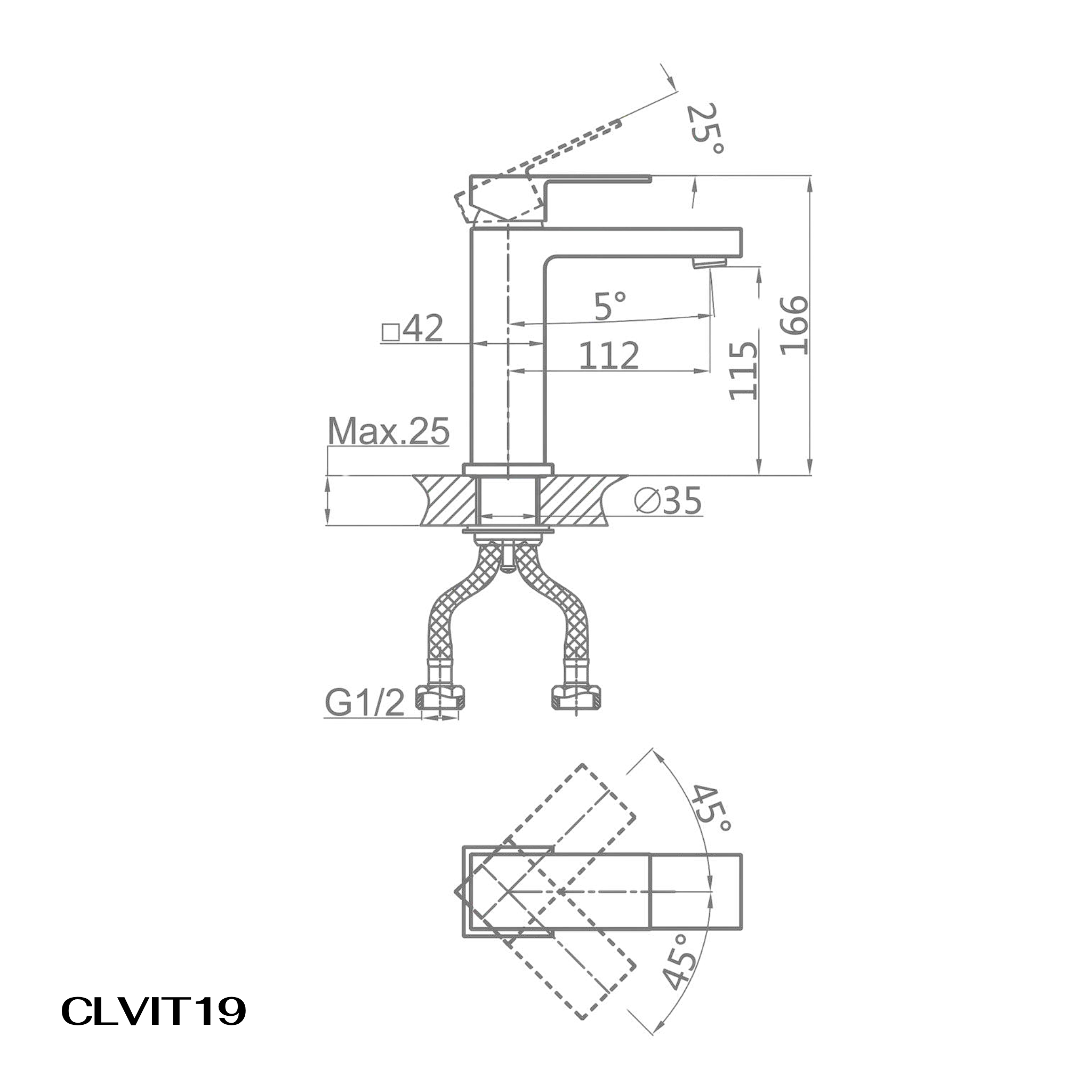 Vòi lavabo Casalux thấp đen nhám CLVIT19