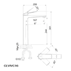 Vòi lavabo Casalux cao mạ vàng CLVIVC16