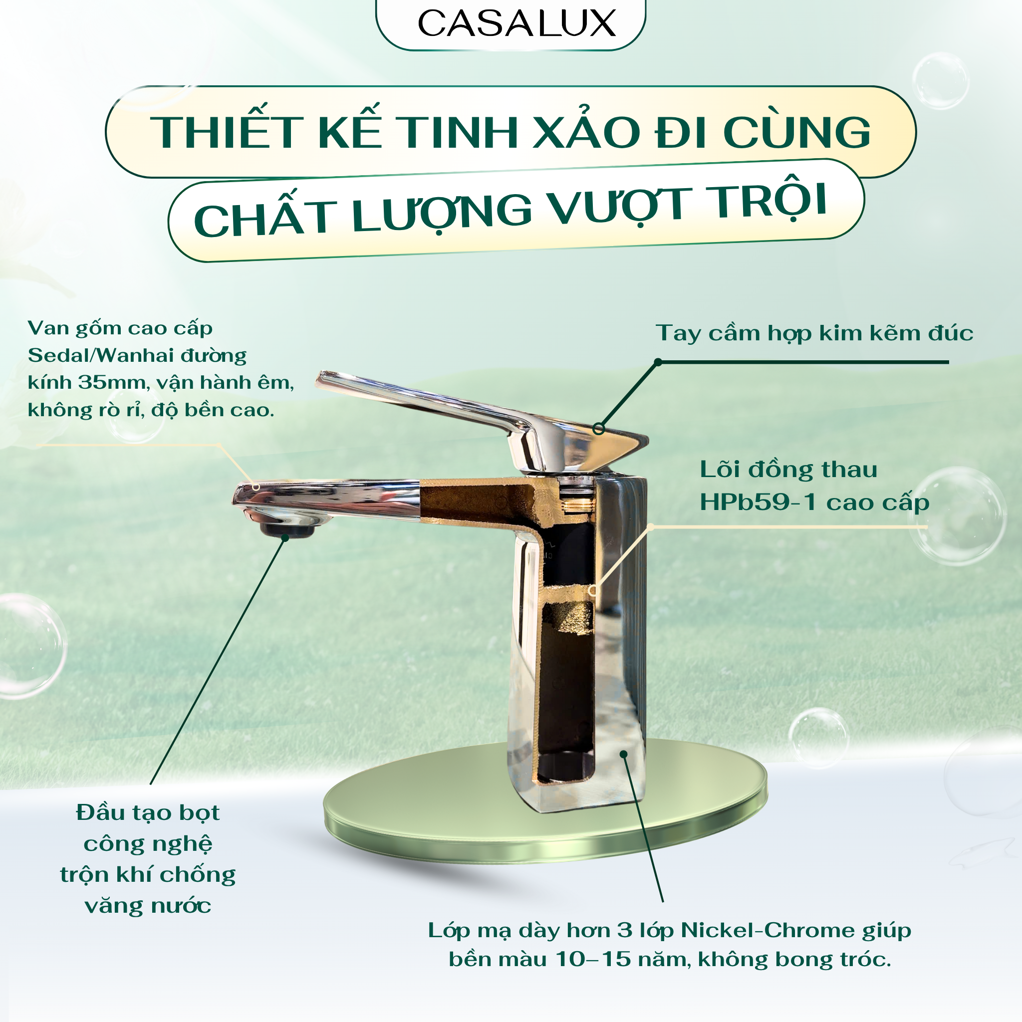 Vòi lavabo Casalux thấp màu xám CLVIT11